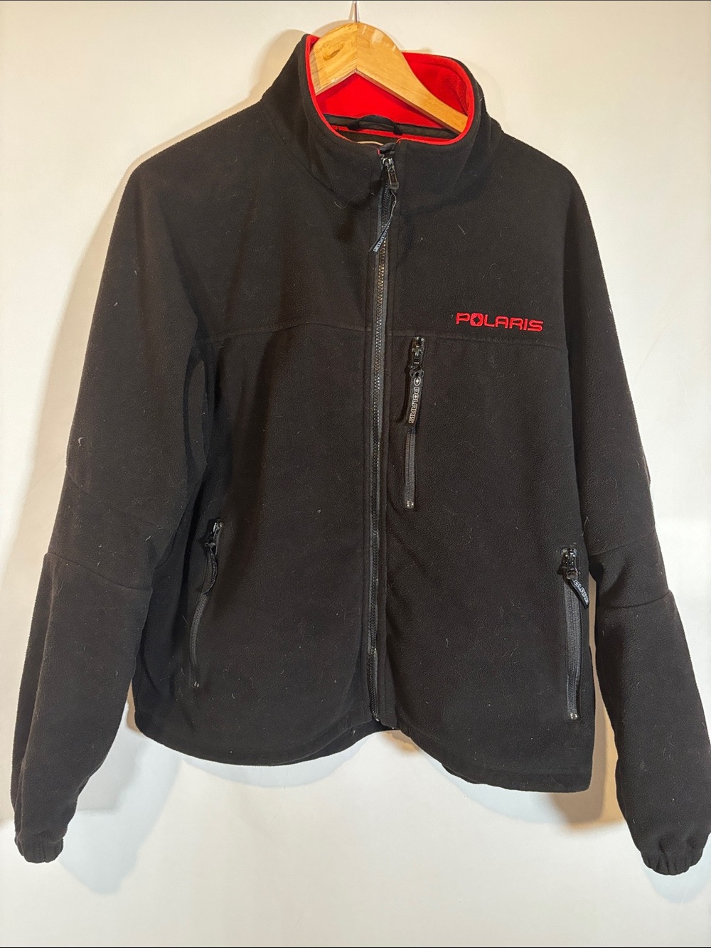Polaris Men's Black Performance Fleece Jacket with Red Trim